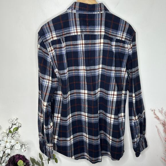 CARHARTT Loose Fit Heavyweight Flannel Plaid Shirt Navy Blue Sz M {3M29} - Picture 3 of 5